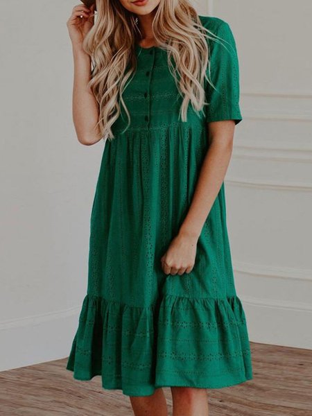 

Daily Half Sleeve Boho Midi Dress, Green, Midi Dresses