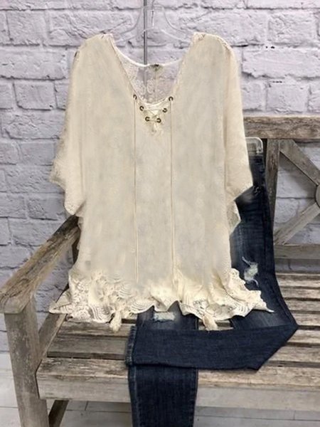 

Plus Size 3/4 Sleeve Floral Casual Tops, White, Tops