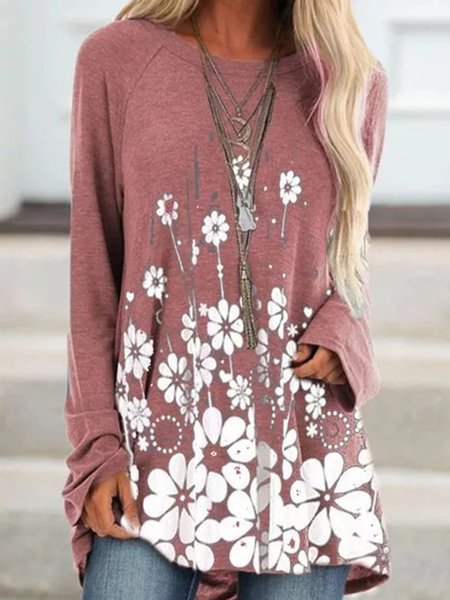 

Casual Cotton-Blend Long Sleeve Shirts & Tops, Pink, Tops