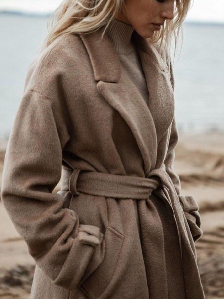 

Vintage casual warm coat, Camel, Trench Coats