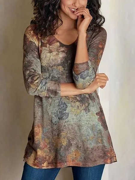 

Women's Velvet Long Sleeve Shirts, Brown, Tops