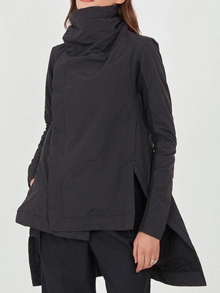 

Turtleneck Vintage Long Sleeve Jacket, Dark blue, Jackets