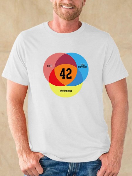 

Life, The Universe, Everything, 42 three primary colors Graphic Men's Tee, White, T-shirts