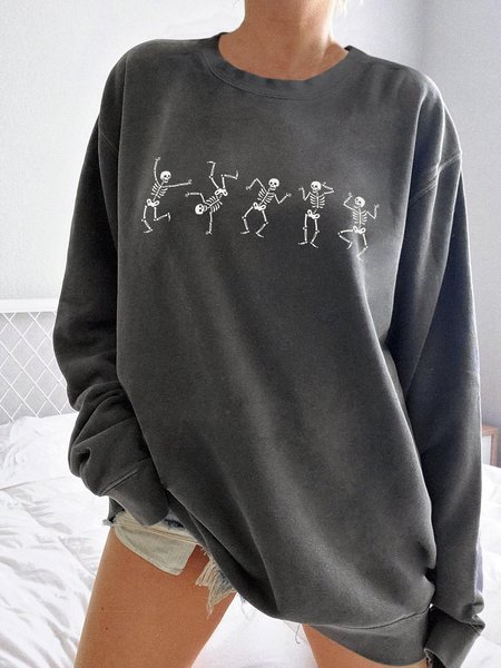 

Cotton-Blend Casual Sweatshirt, Gray, Tops