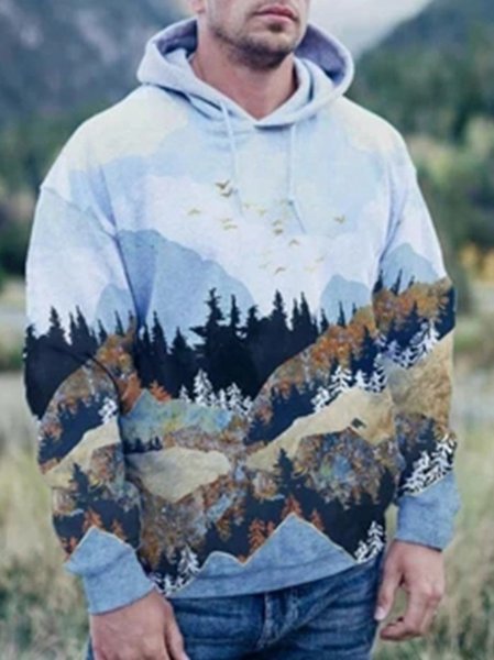 

Landscapes Mountain Print Casual Hoodie Sweatshirt, Color2, Men's Clothing