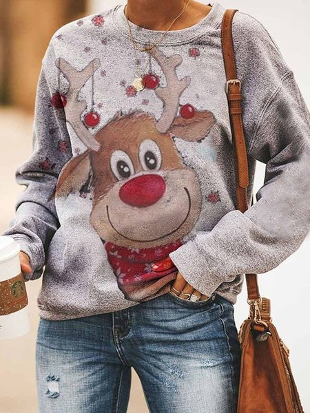 

Long Sleeve Cotton Printed Shirts & Tops, Grey, Hoodies & Sweatshirts