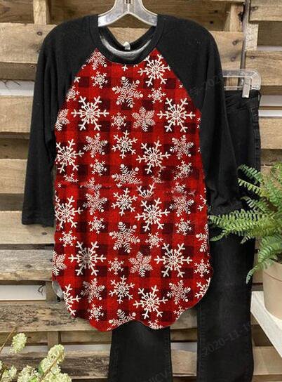 

Women Casual Snowflake Printed Red Blouses, Blouses & Shirts