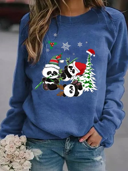 

Christmas Panda Graphic Sweatshirt, Brown, Hoodies&Sweatshirts