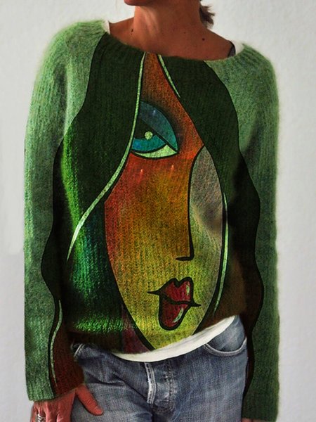 

Top Girocollo Maniche Lunghe Cotone, Verde, Blouses & Shirts