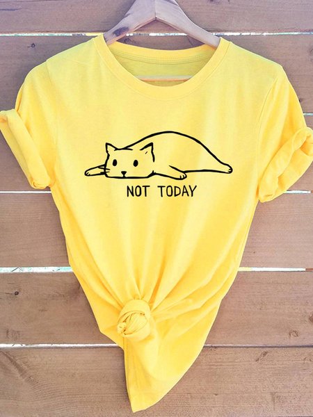 

Not Today Cat lying down Graphic Tee, Yellow, T-shirts