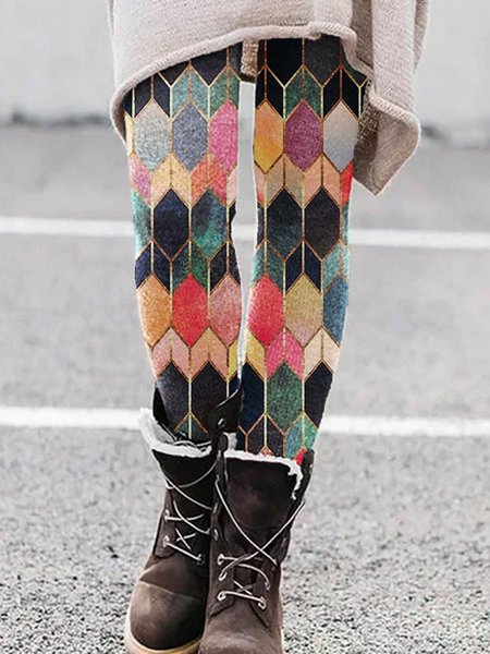 

New Women Fashion Plus Size Vintage Holiday Boho Casual Sheath Pants, Multicolor, Pants