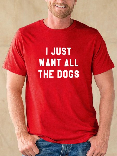 

I Just Want All The Dogs Graphic Men's Tee, Red, T-shirts