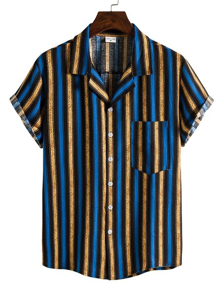 

Men's Linen Printed Striped Shirts, Blue, Winter Clearance