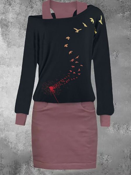 

Long Sleeve Casual Knitting Dress, Red, Casual Dresses