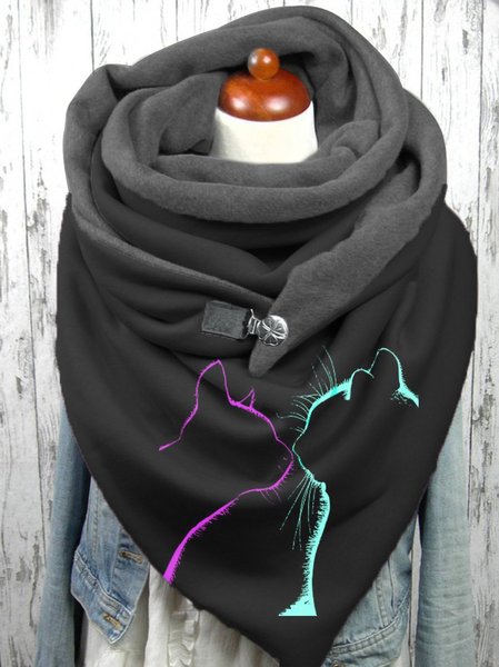 

Women's Cats Kissing Print Scarf, Black, Scarfs