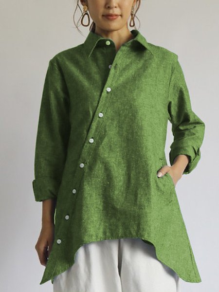 

Long Sleeve Simple Shirts & Tops, Green, Winter Clearance