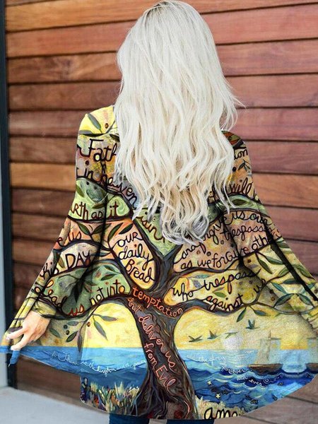 Printed Long Sleeve Abstract Outerwear, Color, Coats & Jackets