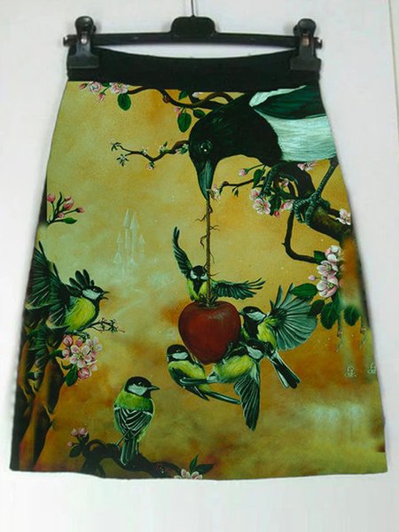 

Vintage Bird Skirt, Yellow green, Skirts