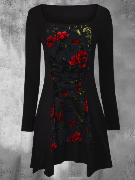 

Square Neck Casual Asymmetrical Shirts & Tops(No straps around the waist), Black, Dresses