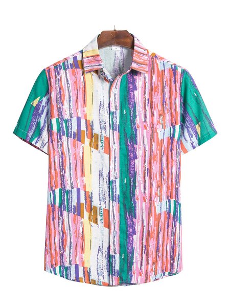 

Men's Colorblock Shirt Collar Shirts, Pink, Winter Clearance