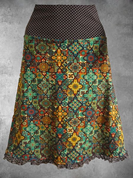 

Plus Size Cotton-Blend Casual Skirts, Multicolor, Skirts