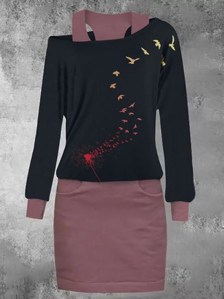

Long Sleeve Casual Knitting Dress, Red, Casual Dresses