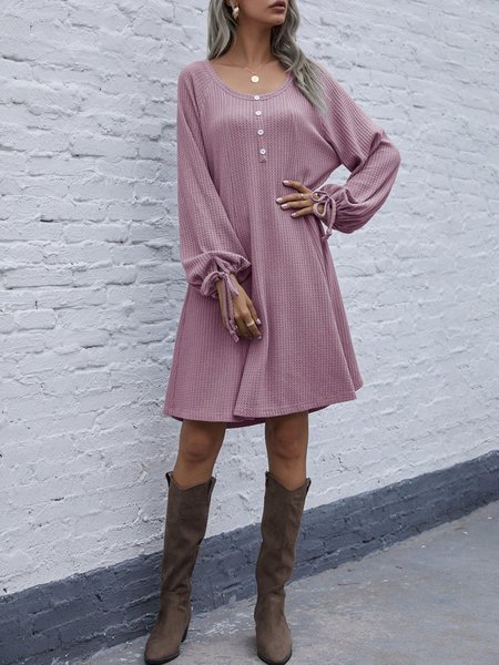 

Plain Long Sleeve Dress, Pink, Dresses