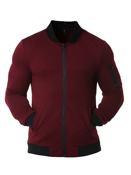 

Plaid Solid Color Men's Jacket, Wine red, Men