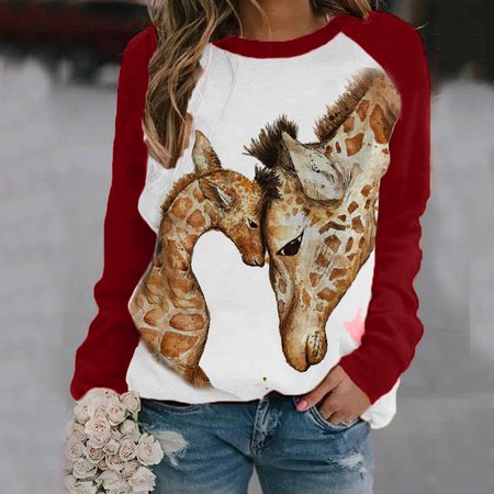 

Long Sleeve Animal Shirts & Tops, Red, Tops