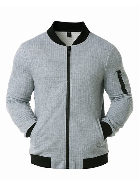 

Waffle Solid Color Men's Jacket, Light gray, Men