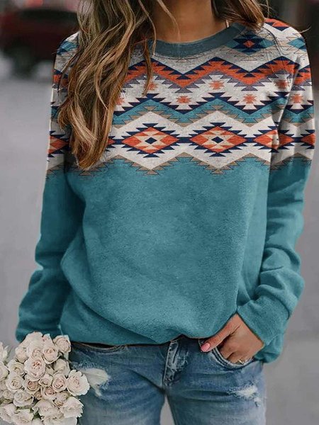 

Crew Neck Casual Cotton Geometric Shirts & Tops, Image color, Hoodies & Sweatshirts