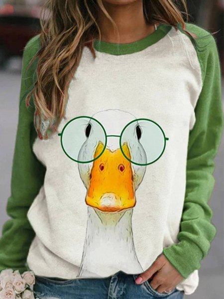 

Crew Neck Animal Long Sleeve Floral-Print Shirts & Tops, Green, Hoodies & Sweatshirts