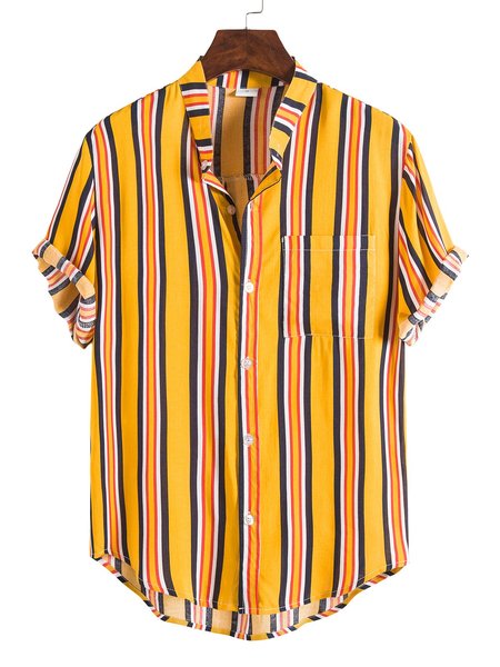 

Men's Vintage Stand Collar Shirts, Orange, Men's Floral shirt