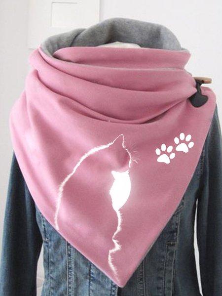 

Women's Cat Print Scarf, Pink, Scarfs