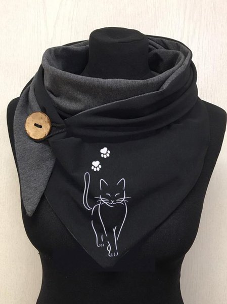 

Vintage Cat And Paw Print Scarf, Black, Scarfs