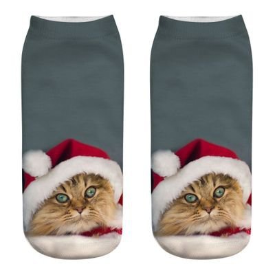 Animal Christmas Cute Cat Socks, Red, Socks