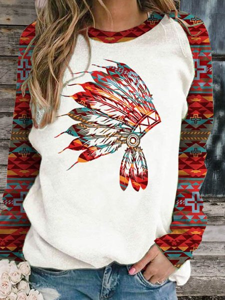 

Long Sleeve Round Neck Color-Block Shirts & Tops, Red, Tops