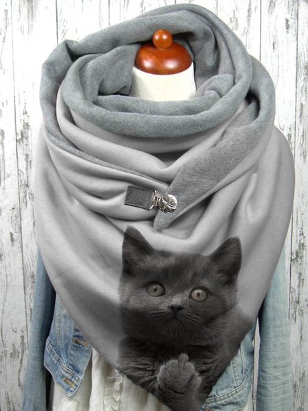 

Cat print scarf, Light gray, Women Scarves & Shawls