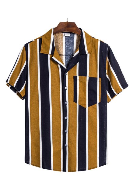 

Men's Printed Striped Vintage Shirts, Brown, Winter Clearance