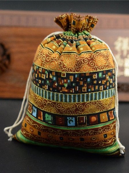

Ethnic Style Cotton And Linen Drawstring Bag, Khaki, Storage