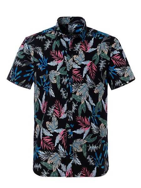 

Men's Cotton Casual Shirt Collar Shirts, Black, Blouses&Shirts