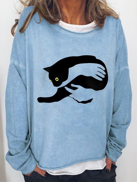 

Fun Cat Graphic Sweatshirt, Light brown, Hoodies&Sweatshirts