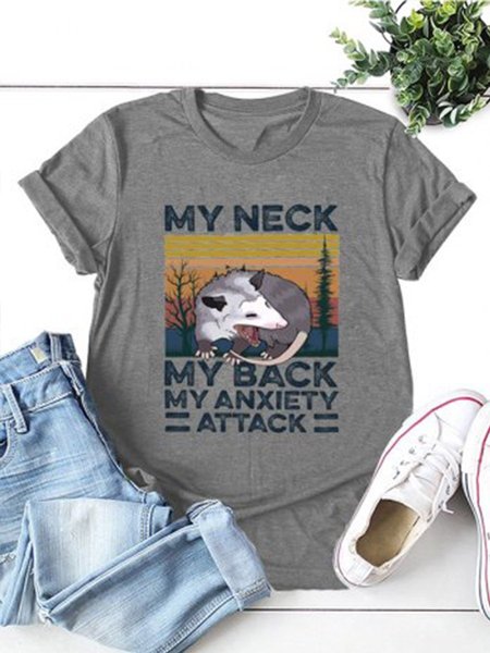 

Crew Neck Casual Shirt & Top, Gray, T-shirts