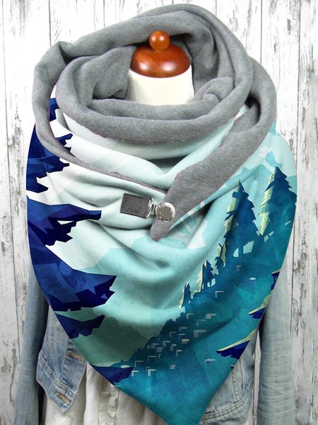 

Vintage Landscape Printed Casual Scarf, As picture, Scarves & Gloves