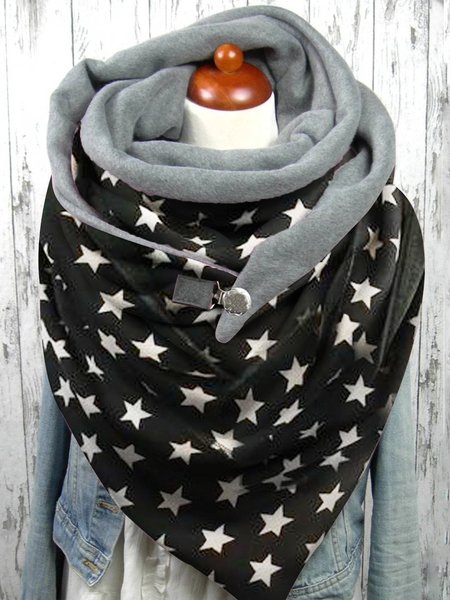 

Vintage Star Printed Casual Scarf, Black, Accessories
