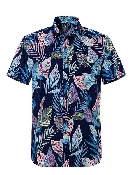 

Men's Cotton Shirt Collar Shirts, Blue, Men