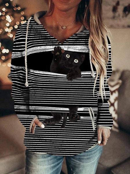 

Fun Cat Graphic Hoodie, Black, Hoodies & Sweatshirts