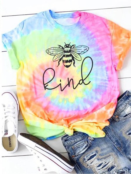 

Tie Dyed Print Bee Graphic Tee, Multicolor, T-shirts