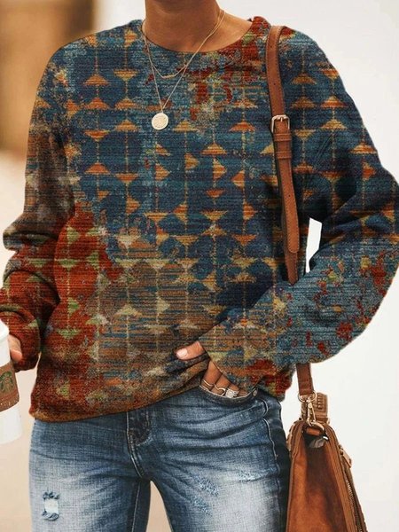 

Long Sleeve Crew Neck Casual Cotton Shirts & Tops, Image color, Hoodies & Sweatshirts