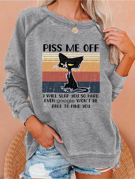 

Black Cat Piss Me Of Funny Sweatshirt, Gray, Hoodies&Sweatshirts